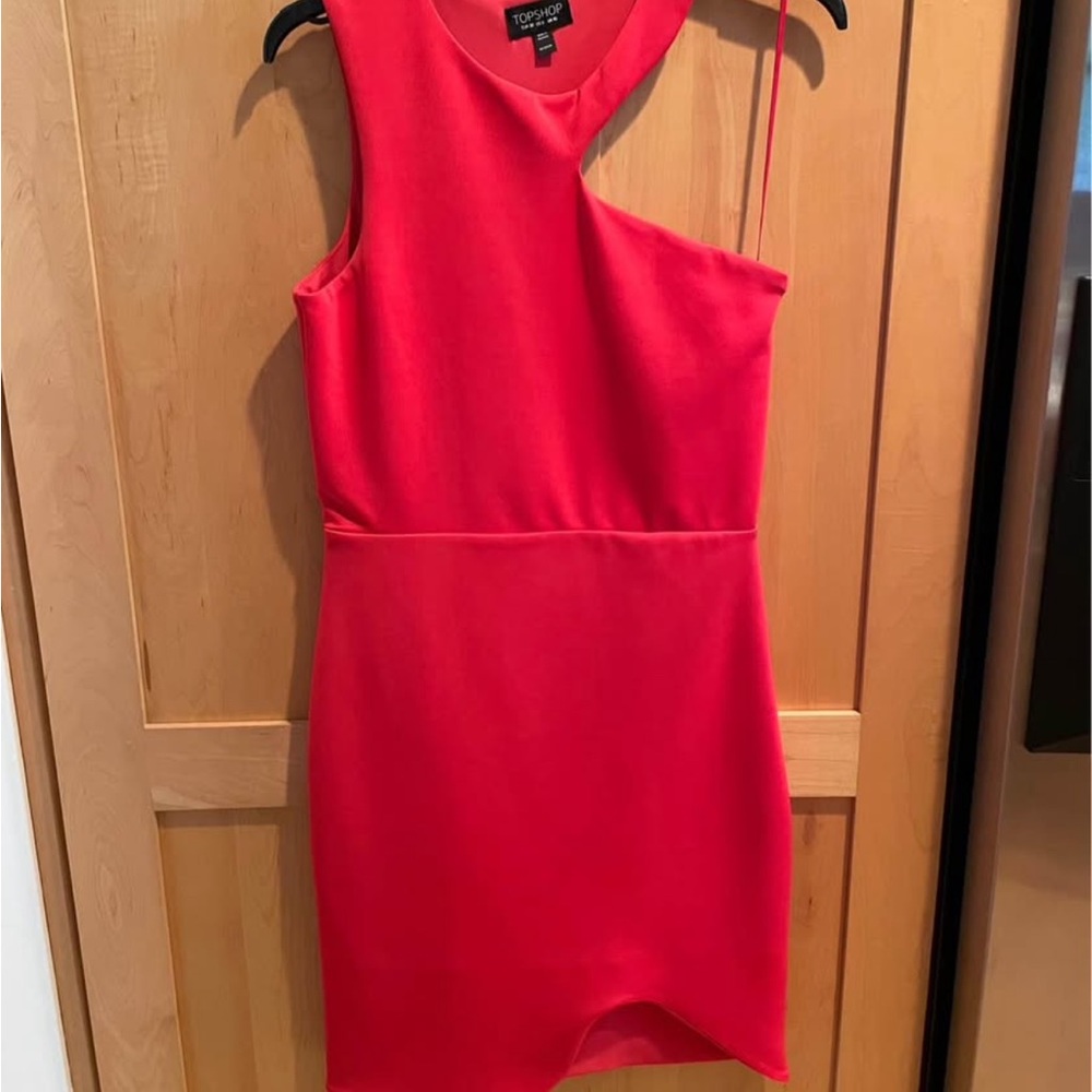 Topshop One Shoulder Red Dress